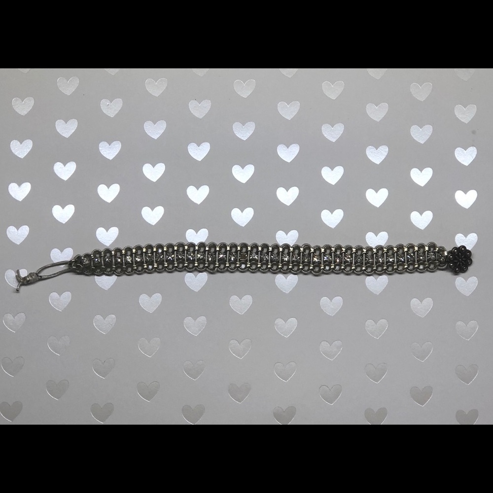 Leather and Swarovski crystal bracelet